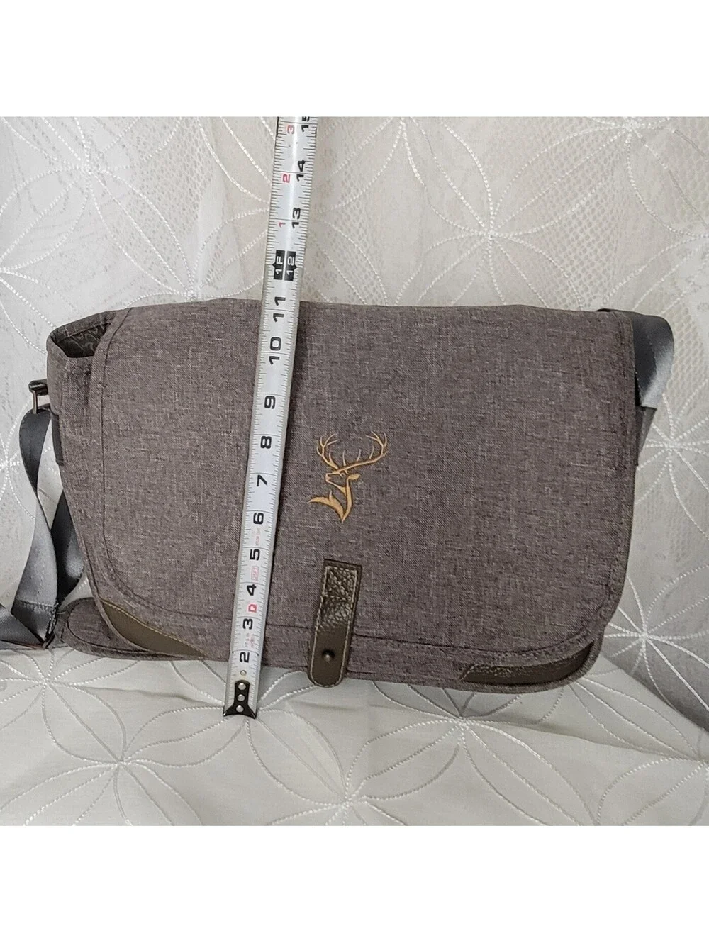 Glenfiddich Messenger Sling Bag 2016 Gray with Deer Embroidery Adjustable Strap